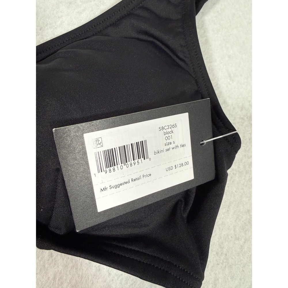 Kate Spade New York Black Bikini Top Front Tie S8C326S Womens Small New - Picture 10 of 12